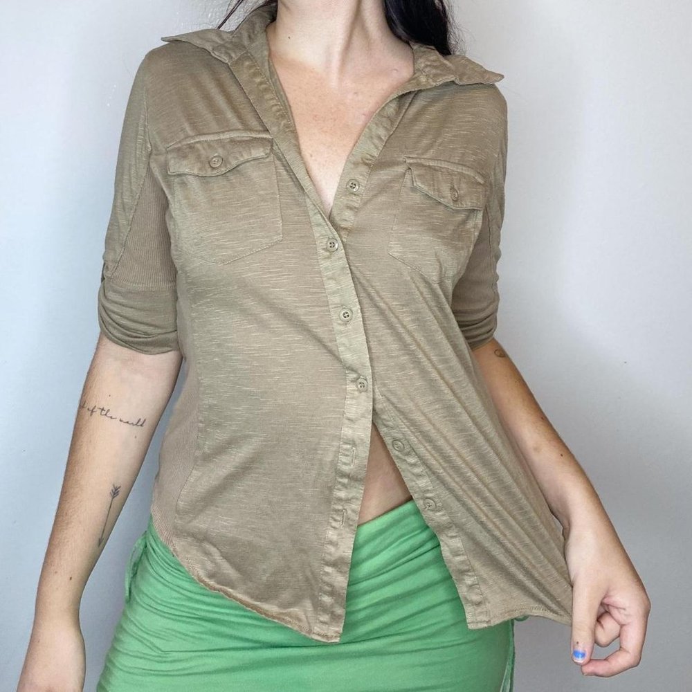 2000's brown button down - Picture 2 of 4